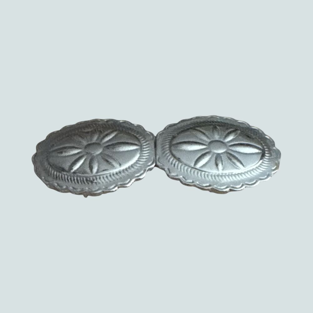 Douglas Paquette Western Concho Belt Buckle Set Silver Oval Flower Design USA